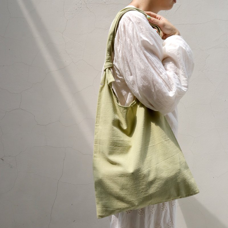 步野  侧背背心背袋  粉绿.粉蓝 - 侧背包/斜挎包 - 棉．麻 绿色