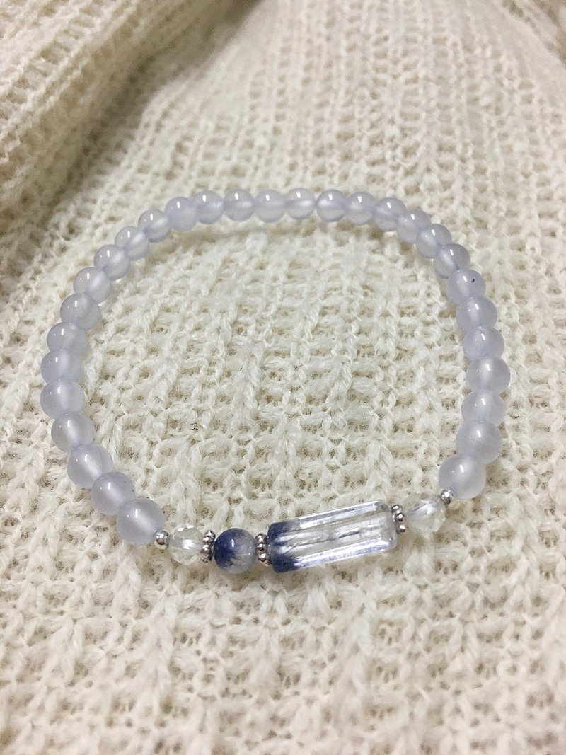 心忱-蓝线石 蓝玉髓设计款 - 手链/手环 - 水晶 蓝色
