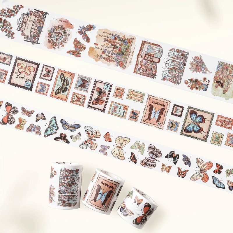 方寸蝶梦 和纸胶带 5米卷 3卷套装 - 纸胶带 - 纸 多色