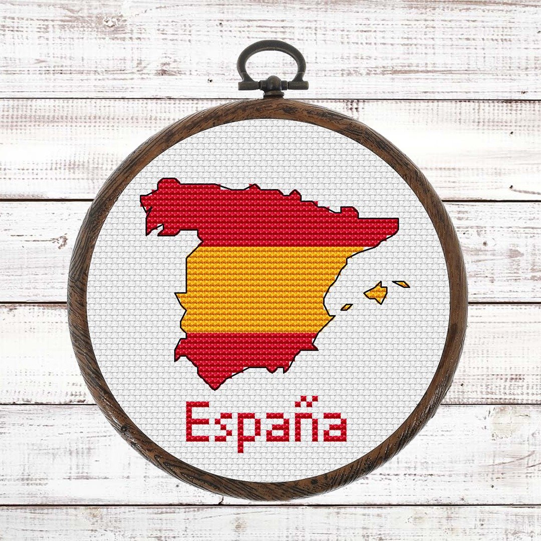 西班牙地图十字绣图案现代，西班牙国旗 Xstitch 图案 - 手工艺教程/工具书 - 其他材质 