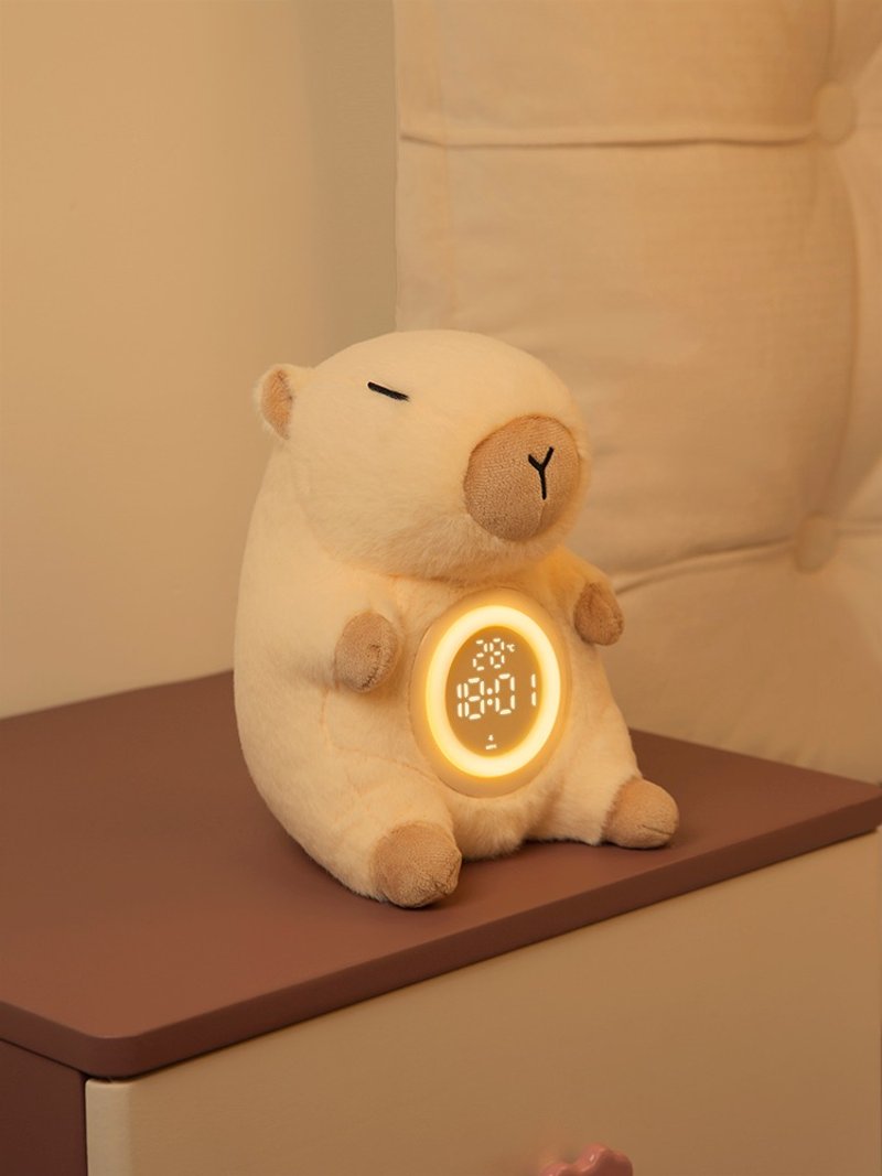 卡皮巴拉毛绒闹钟灯 - 时钟/闹钟 - 聚酯纤维 多色