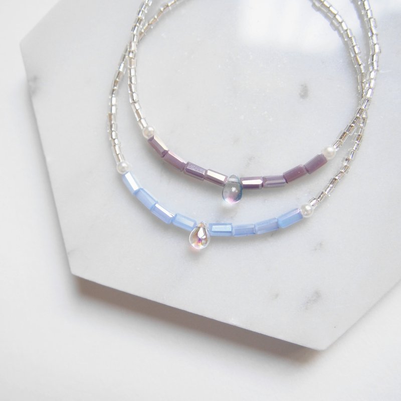 Goody Bag 福袋套装・水滴透琉璃 • 淡蓝 淡紫 • 仿珍珠手环 - 手链/手环 - 其他金属 蓝色