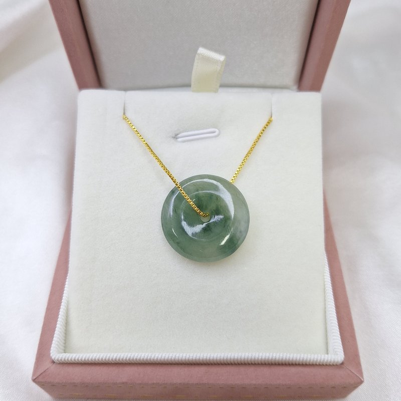 冰种 冰飘绿花 平安扣 吊坠 | 天然缅甸玉A货翡翠 - 项链 - 玉石 