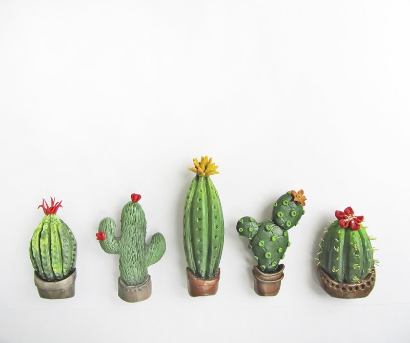 Cactus brooch Green brooch Botanical Jewelry Mexican cactus pin Succulent brooch - 胸针 - 粘土 绿色