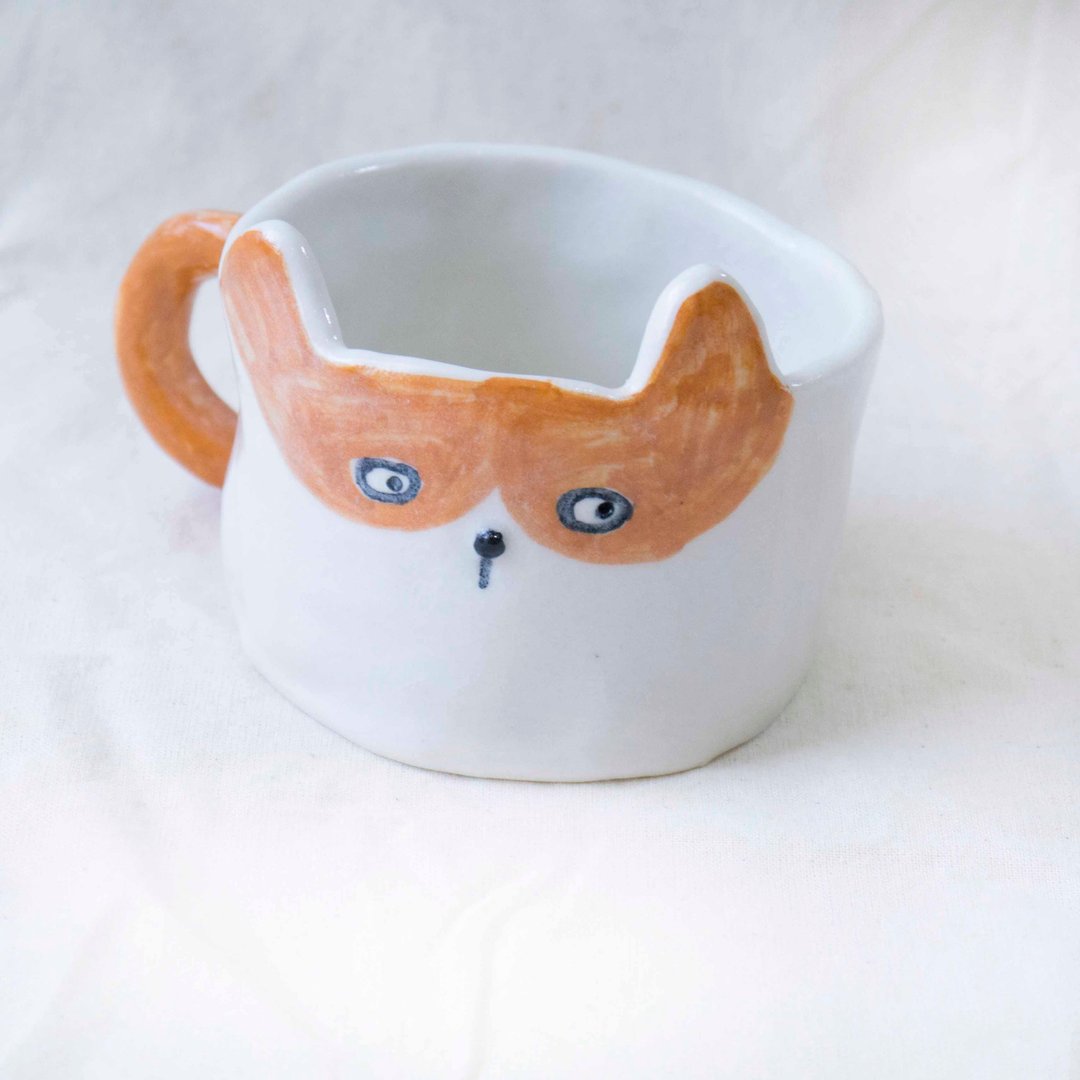 橘猫猫马克杯 - 咖啡杯/马克杯 - 瓷 白色