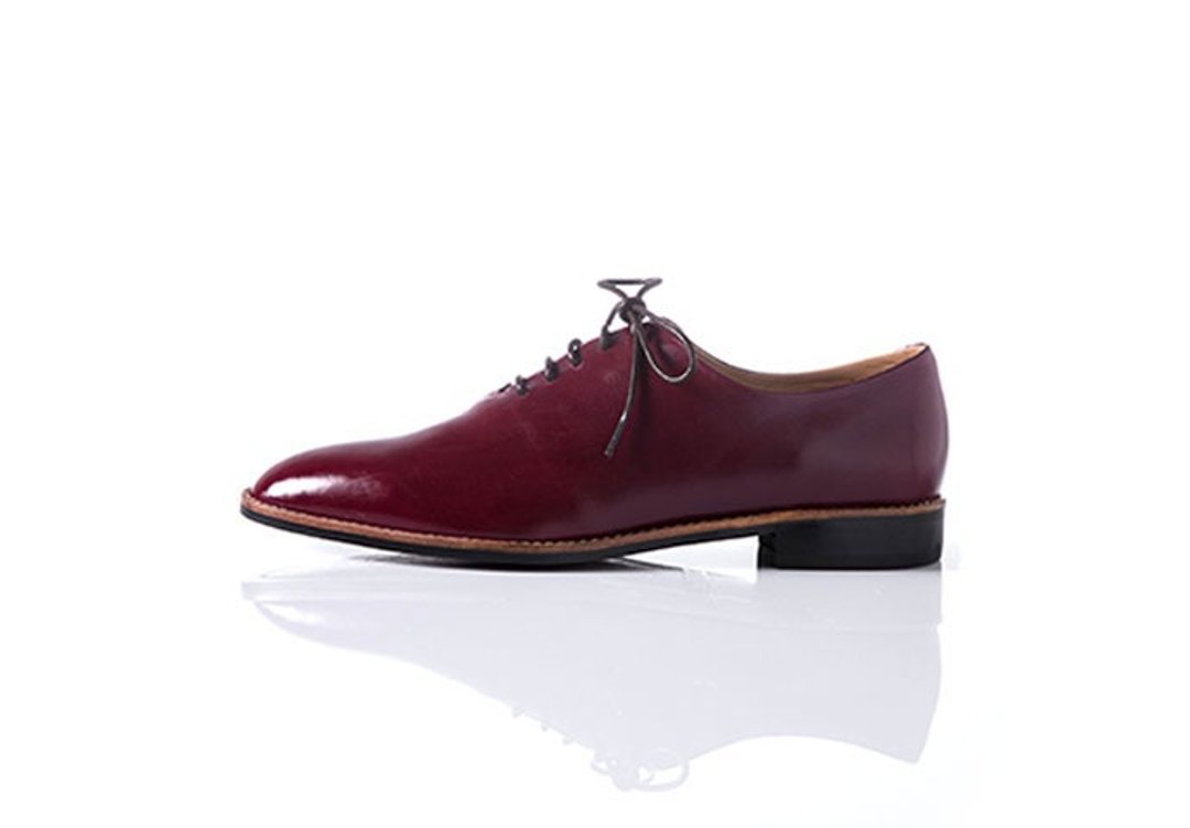 NOUR 经典款 - oxford 全素面牛津鞋 - Burgundy 酒红色 - 女款牛津鞋/乐福鞋 - 真皮 红色