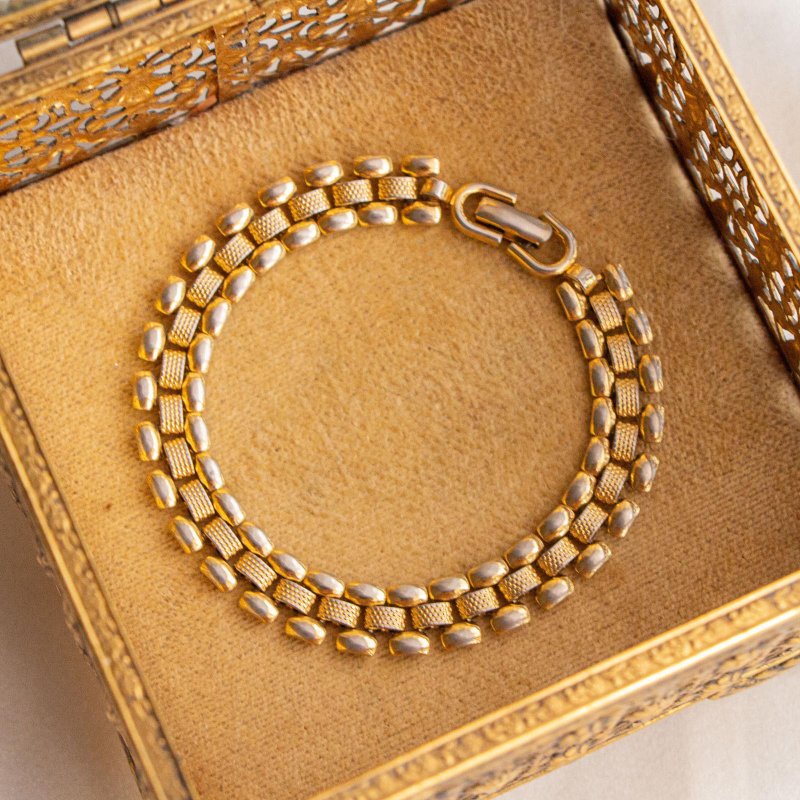 美国Monet品牌古董 简约三层造型链条 镀金手链 - 手链/手环 - 其他金属 金色