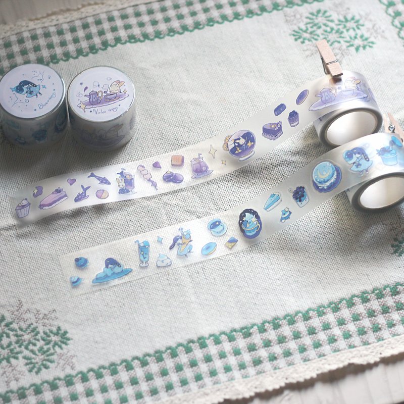 蓝色、紫色的甜点和兔子的宠物胶带 - 纸胶带 - 其他材质 