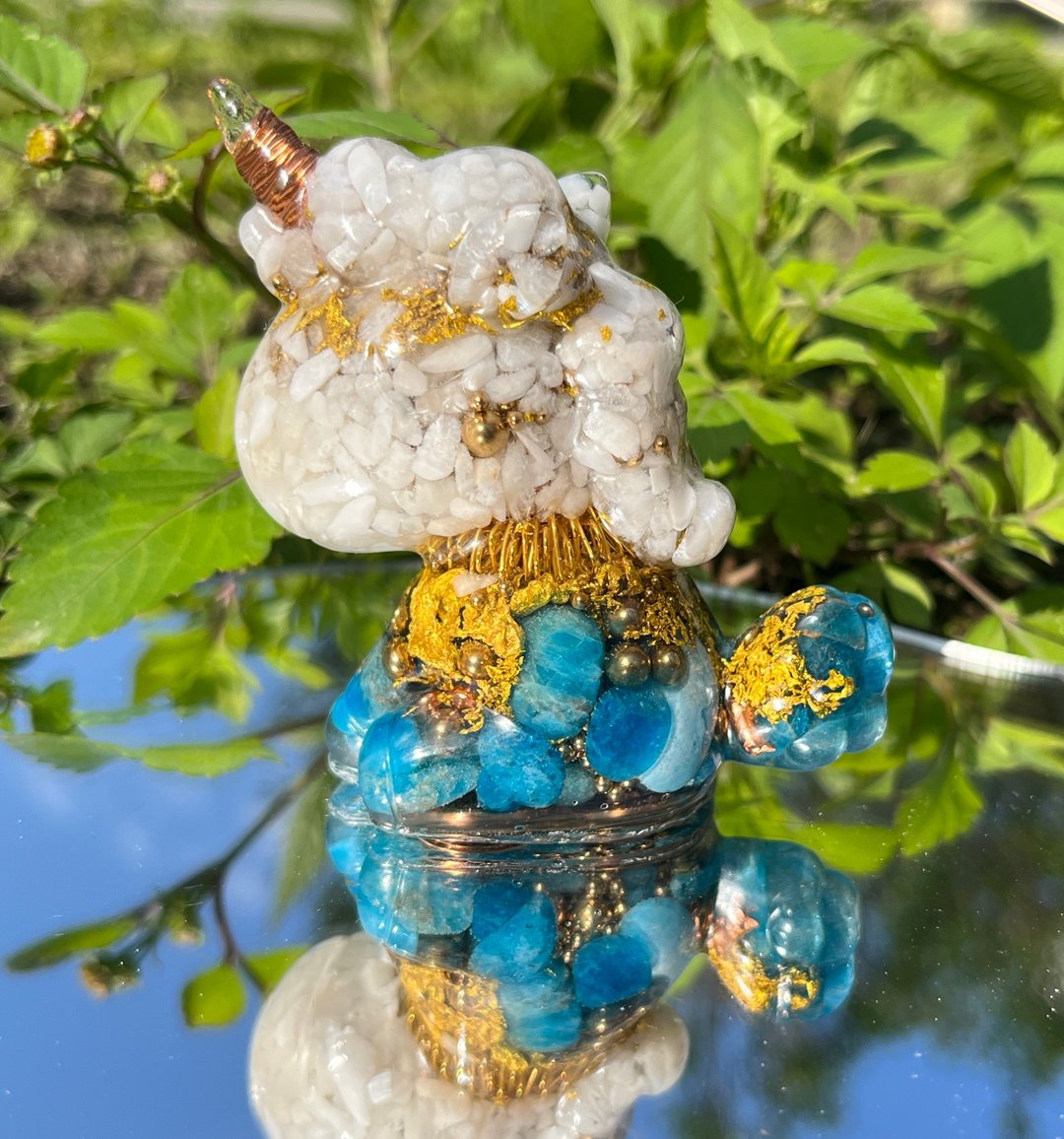 Orgonite 奥刚能量独角兽-月光石+蓝磷灰 大 - 摆饰 - 半宝石 紫色
