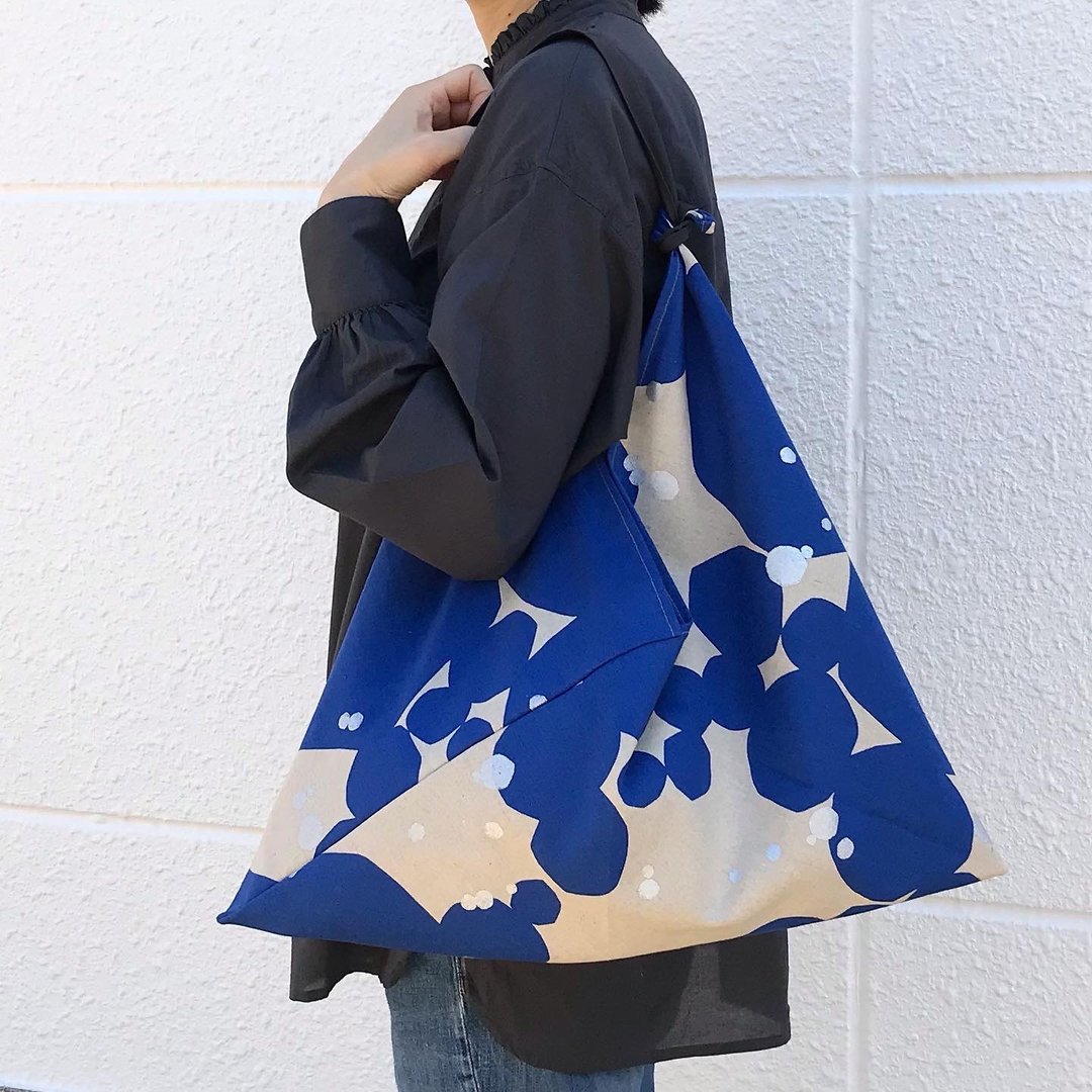 Carrier Bag Agatsuma Bag Water Blue M / harunohi - 手提包/手提袋 - 棉．麻 蓝色