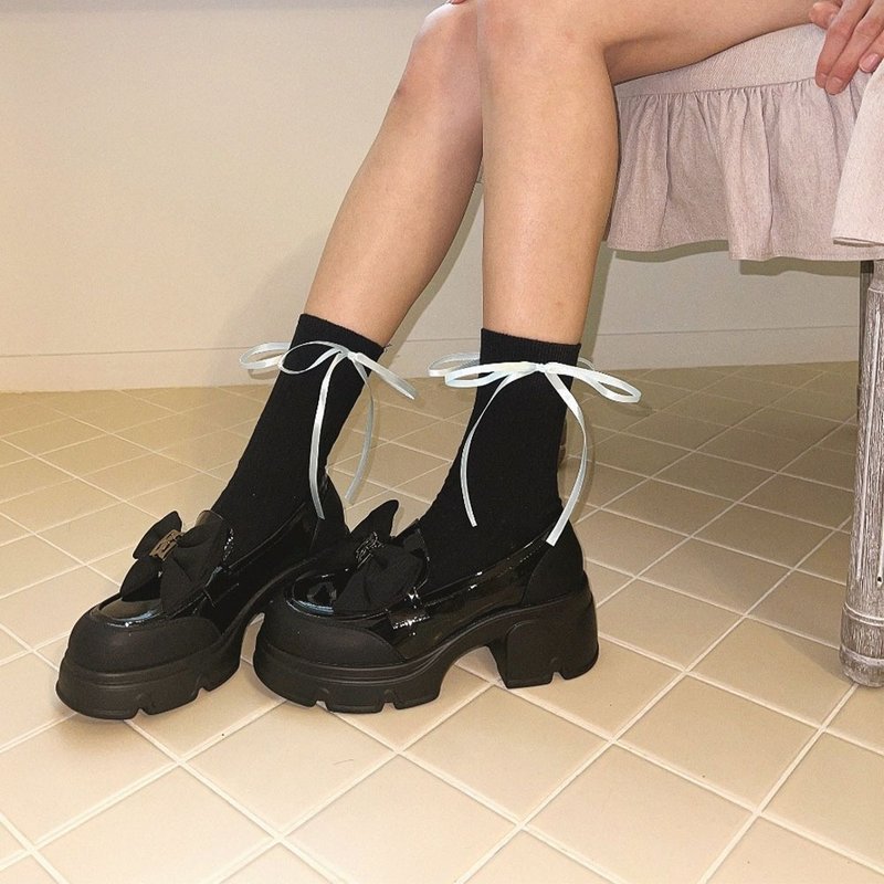 PRE-ORDER SPUR Anima bow Chunky Loafer -US9016BK - 其他女款皮鞋 - 其他材质 