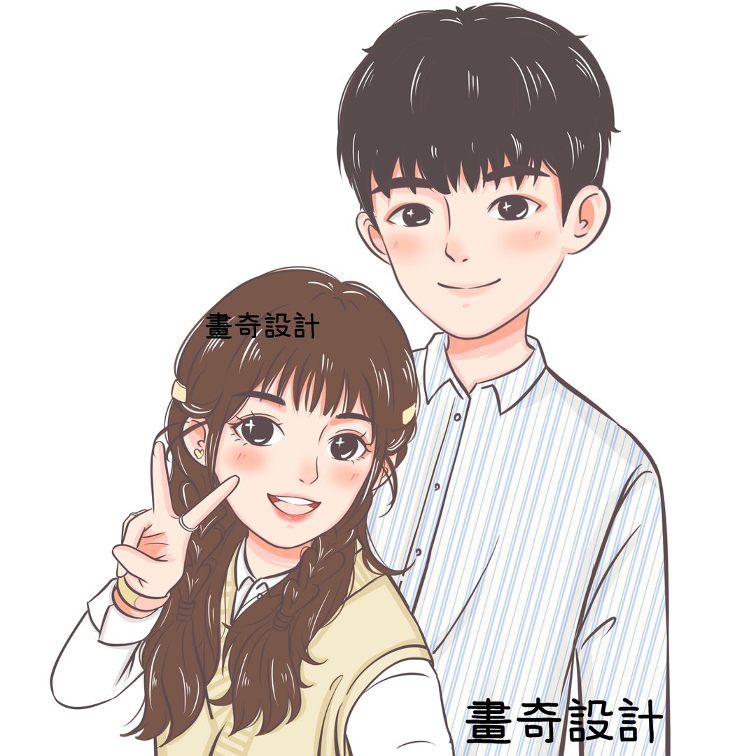 似颜绘 定制化 人像画 全家福 情侣 Q版人像 手绘 生日礼物 插画 - 电子手绘真人画像/绘画/插画 - 其他材质 