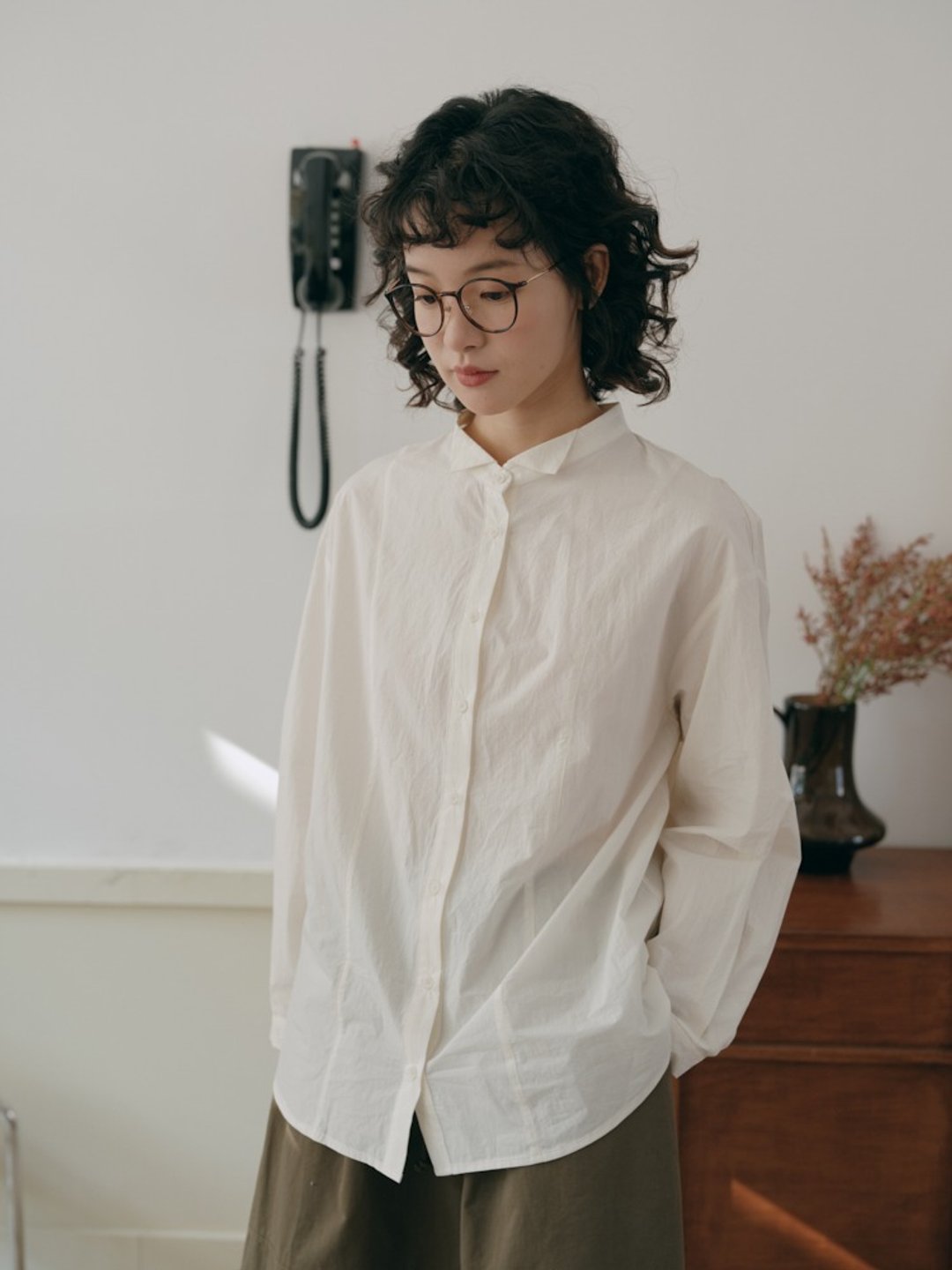 纯棉白衬衫上衣长袖宽松休闲日系风格文艺穿搭 春 - 女装上衣 - 棉．麻 多色