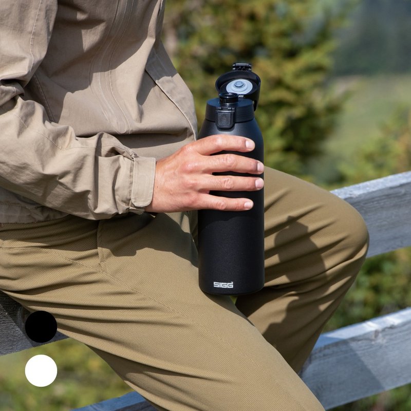 瑞士百年 SIGG Shield 超轻量弹盖保温/保冷两用瓶 1000ml / 2色 - 保温瓶/保温杯 - 不锈钢 黑色