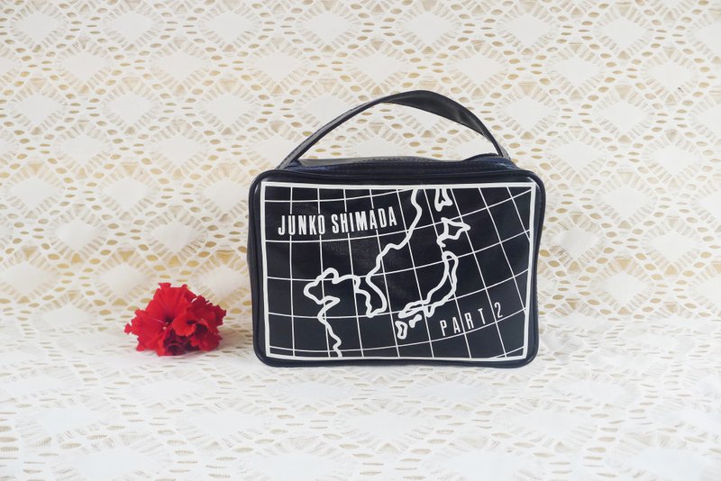 Junko Shimada Part 2 oil cloth Top Handle Purse, Box shaped Makeup bag - 化妆包/杂物包 - 其他材质 蓝色