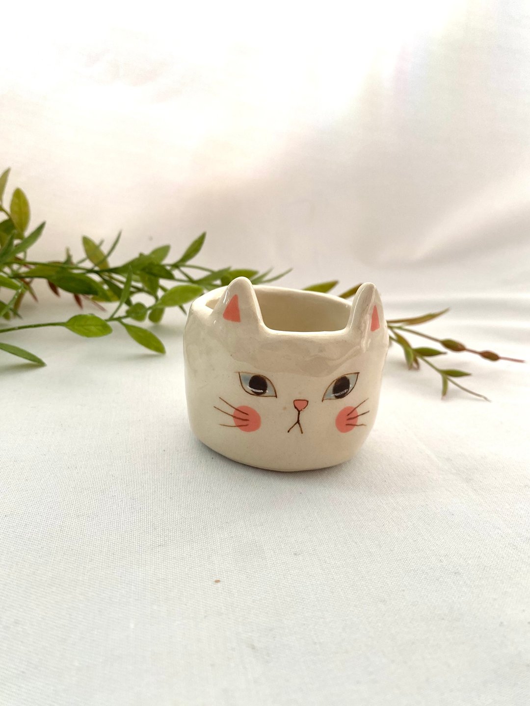 White cat pot - 植栽/盆栽 - 陶 白色