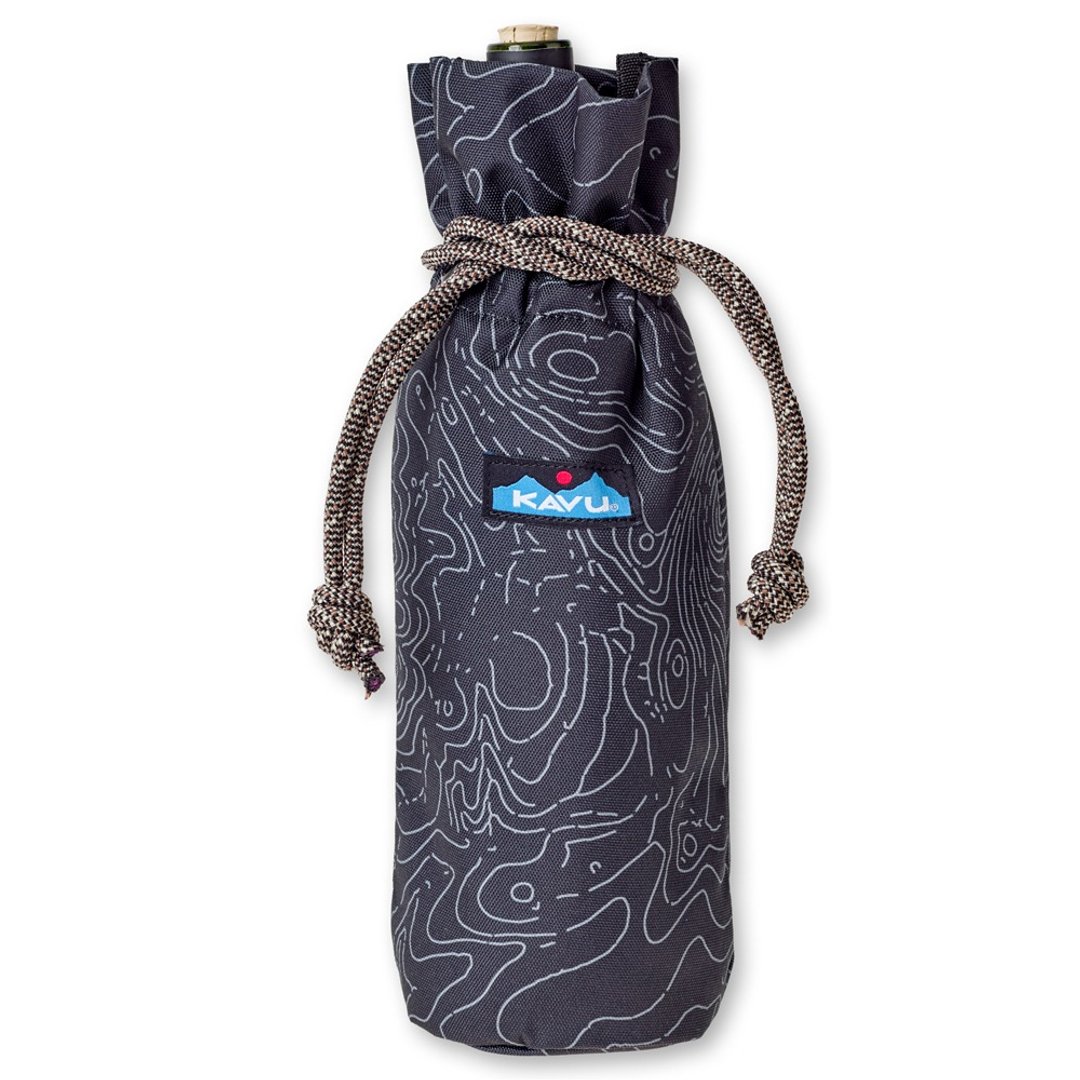 KAVU Napa Sack 休闲拉绳提袋 | 水瓶袋 黑色等高线 #9063 - 露营用品 - 聚酯纤维 