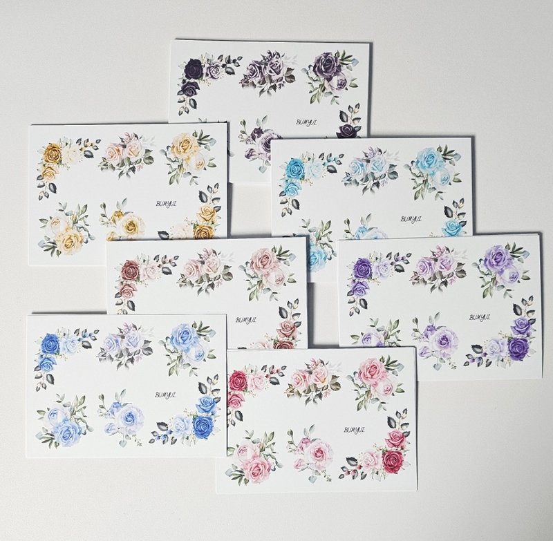 玫瑰花园相框装饰 - 便条纸/标签贴 - 纸 多色