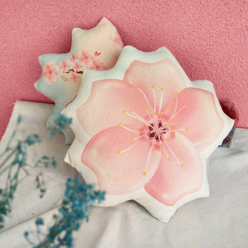 粉樱 和风/手工订制/枕头/纯棉帆布形状抱枕 - 摆饰 - 棉．麻 粉红色