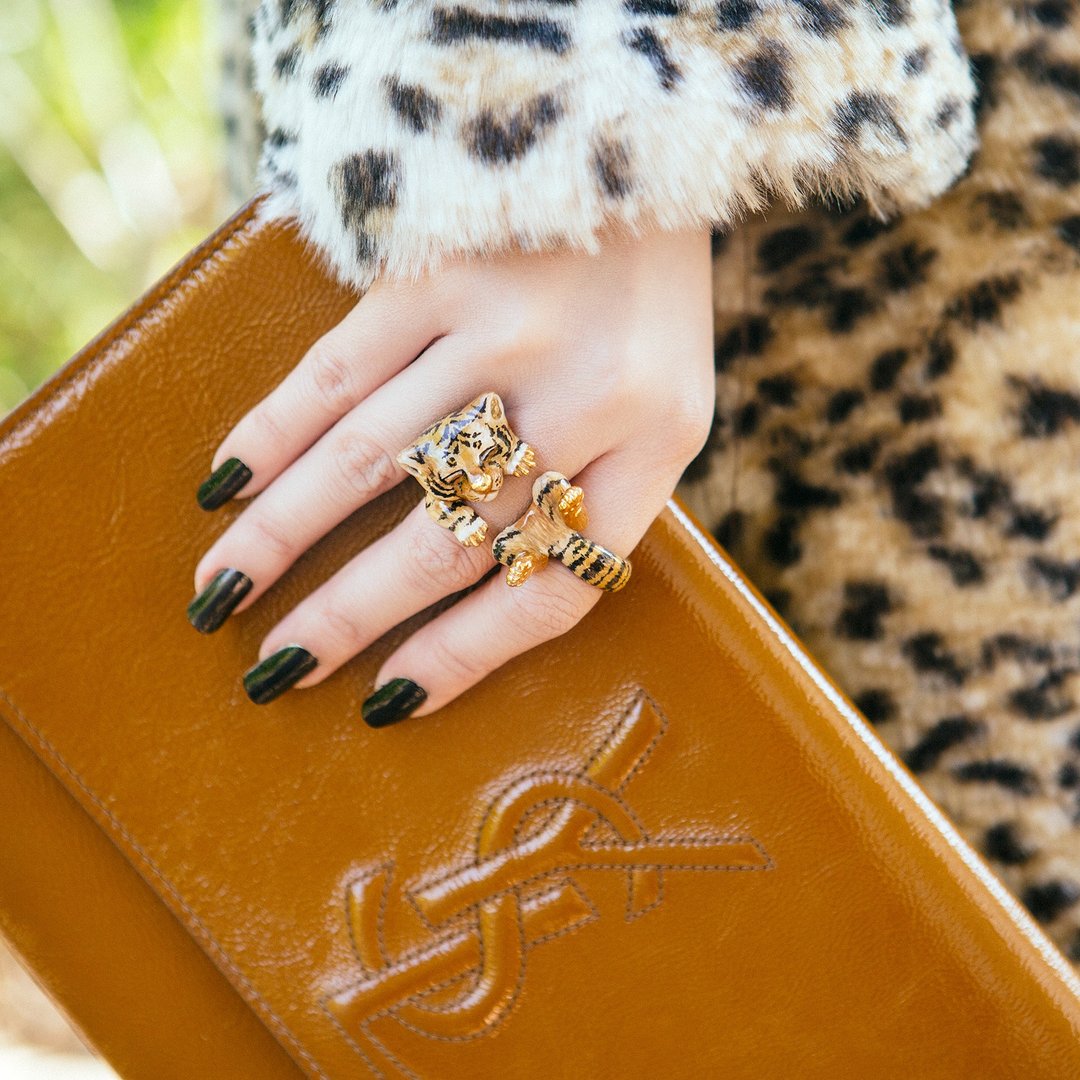 African baby tiger ring - 戒指 - 其他金属 咖啡色