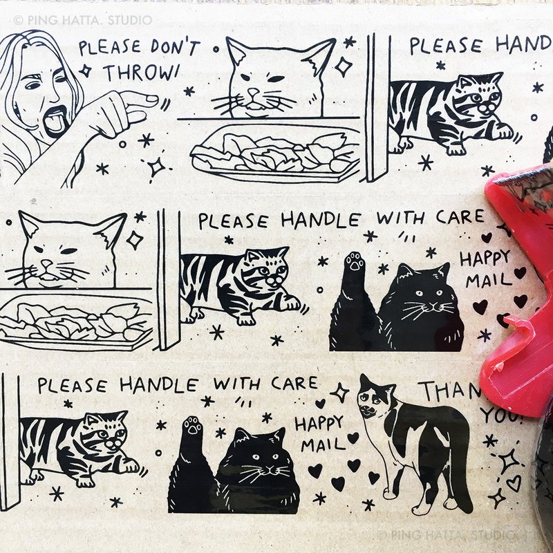 Woman Yelling at Cat Meme Clear packing tape – Happy mail cute poly packing tape - 包装材料 - 塑料 