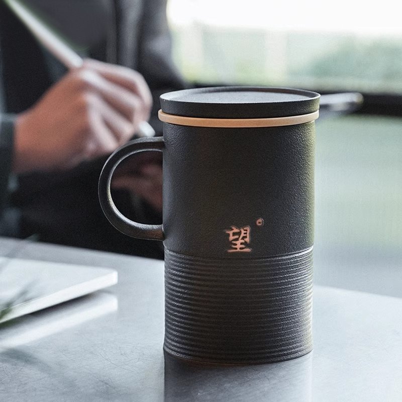 望杯茶杯办公室泡茶杯茶水分离杯高档陶瓷茶杯子男士 - 茶具/茶杯 - 陶 