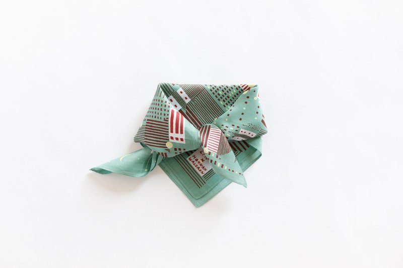 Tokyo Matcha Furoshiki - 丝巾 - 棉．麻 绿色