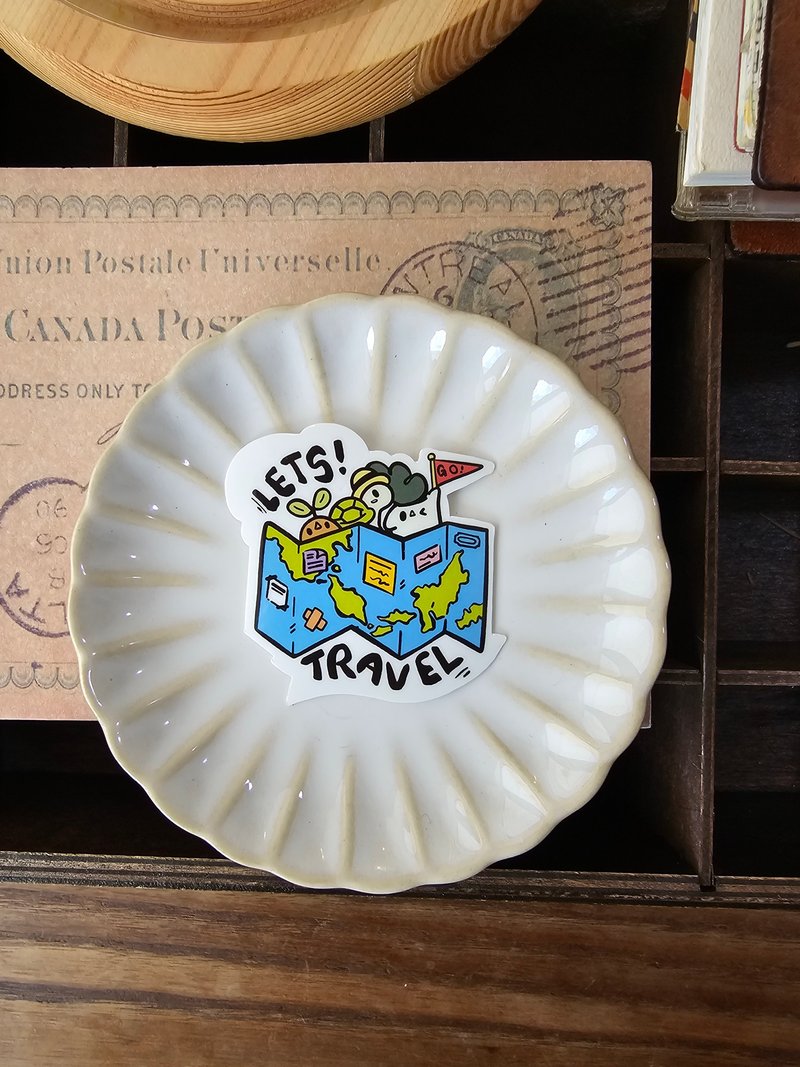 Let's Travel 复古风格乙烯基贴纸 - 贴纸 - 其他材质 多色