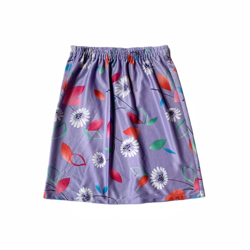 美国古着优雅淡紫小白花半身短裙 - 裙子 - 聚酯纤维 多色