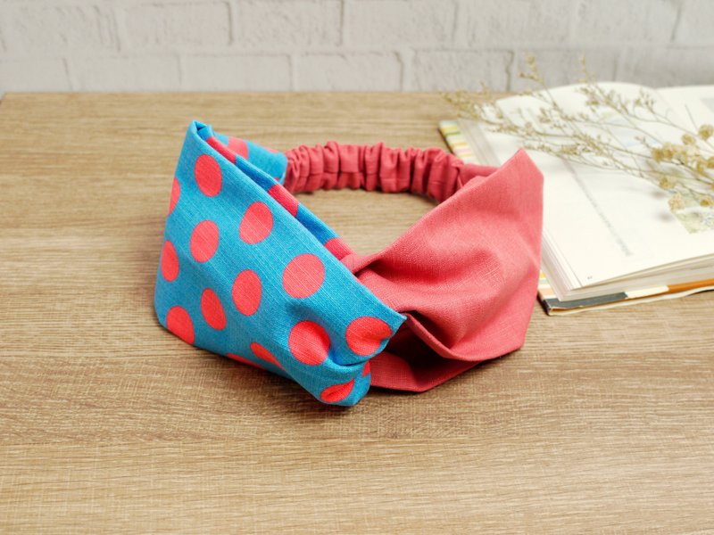 大人の发带  交叉发带:::波卡圆点女孩 - 发饰 - 棉．麻 粉红色