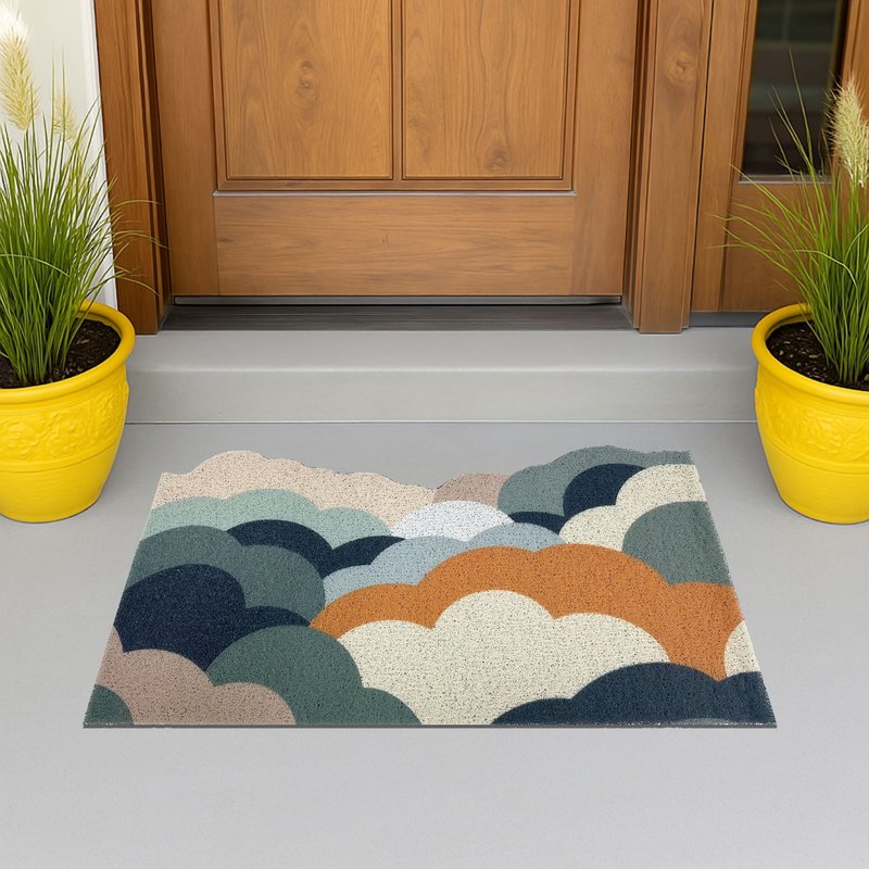 日式山脈地垫现代简约玄关进门刮土蹭泥脚垫家用门口防滑除尘 - 地垫/地毯 - 聚酯纤维 多色