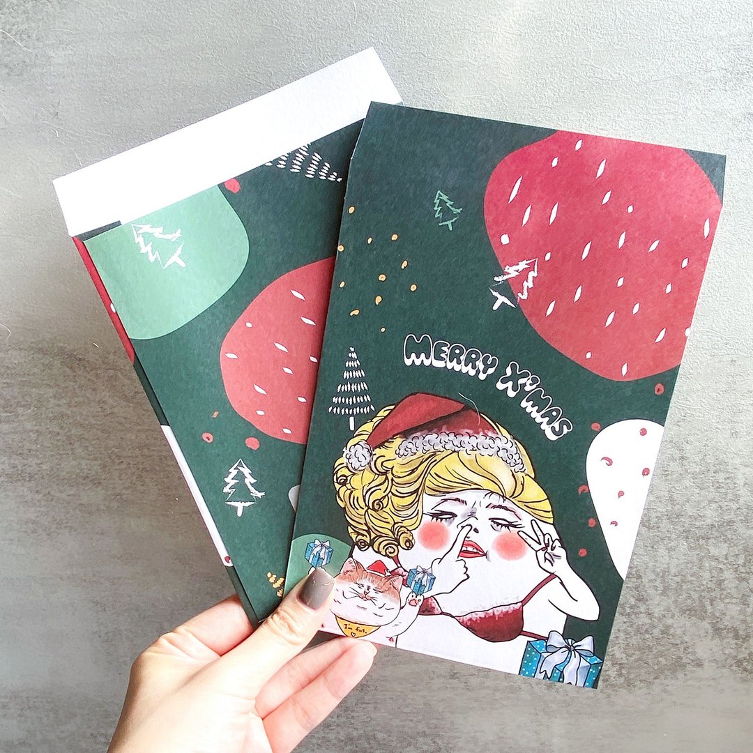 圣诞猪鼻女 / 中包装袋 纸袋 信封 5入 - 信封/信纸 - 纸 绿色