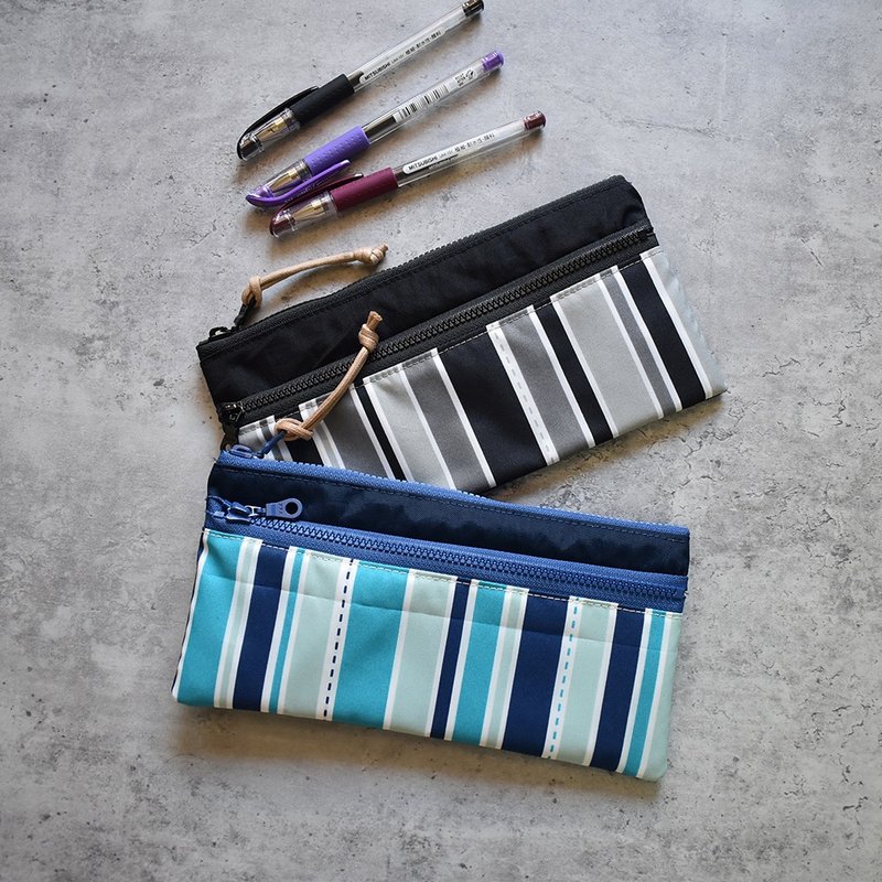 旅行防水双层笔袋/长收纳袋_线条 - 铅笔盒/笔袋 - 尼龙 黑色