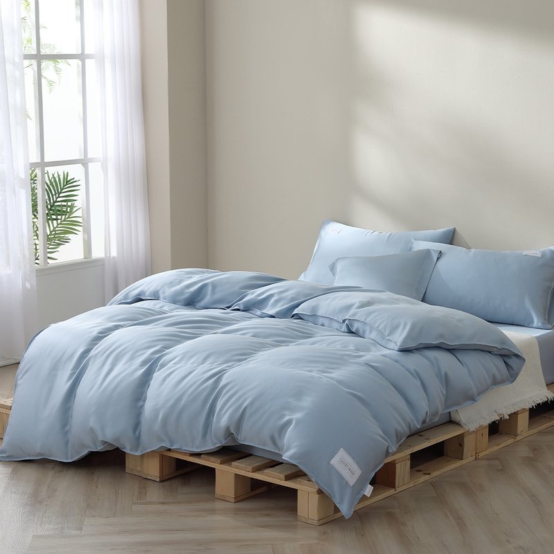 极简美学-60支300织纱100%纯净天丝-两用被床包组(澄玥蓝)*仅宅配 - 寝具 - 其他材质 蓝色