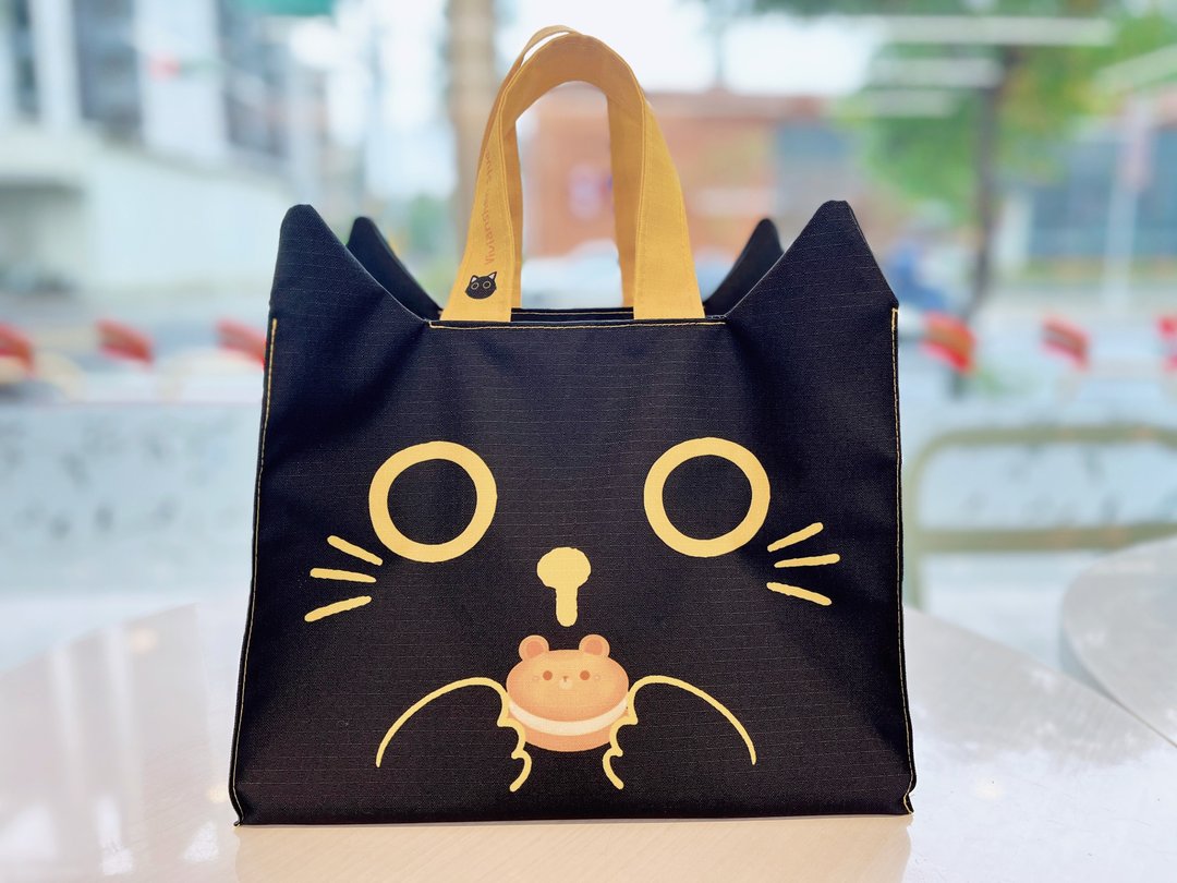 黑猫防泼水提袋 便当袋 收纳袋 磁扣款 - 手提包/手提袋 - 防水材质 