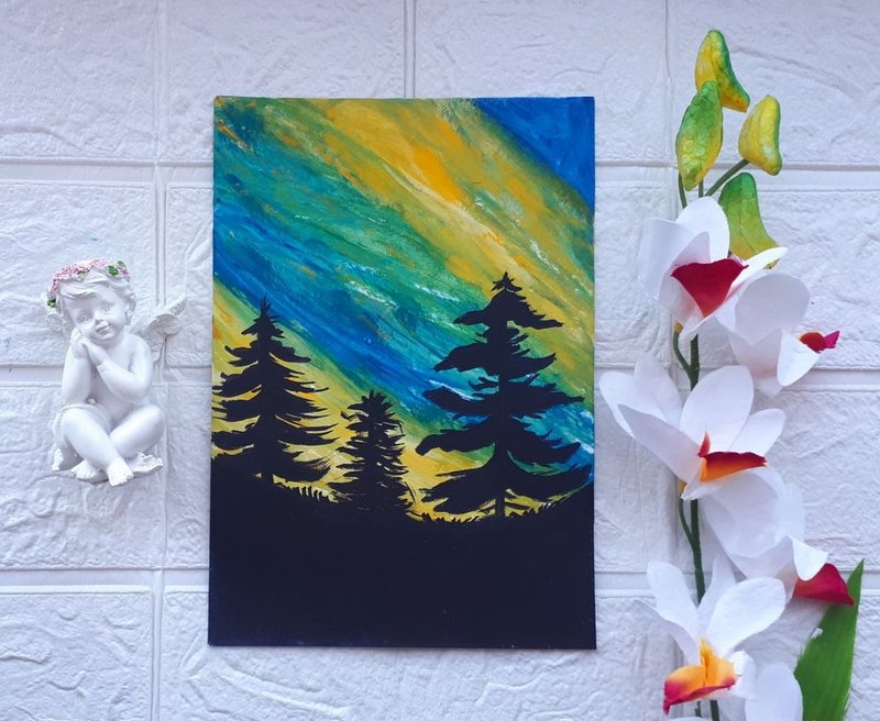 北极光北极光场景北方景观艺术品 - 墙贴/壁贴 - 纸 多色