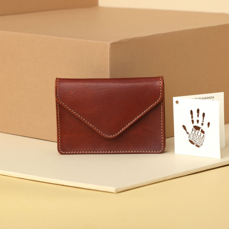 Accordion Card Case Leather Personalized - 名片夹/名片盒 - 真皮 咖啡色