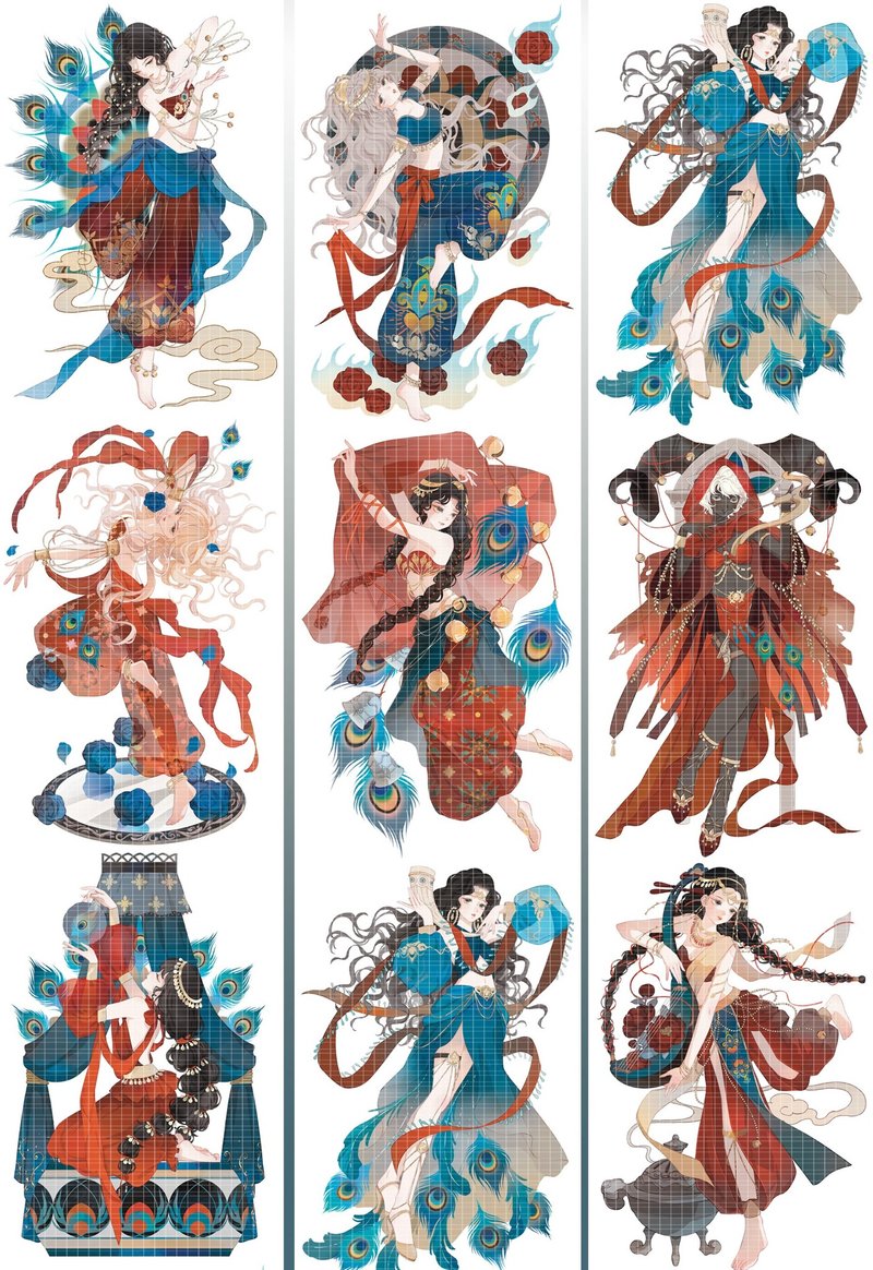 樓蘭辭 異国少女 西域 PET 紙膠帶 貝殼光 10米卷 巨畫幅 - 纸胶带 - 其他材质 多色