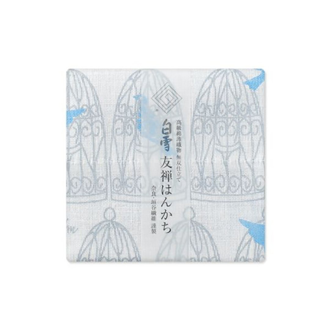 京友禅染手帕 / 蓝鸟 银色 - 手帕/方巾 - 棉 银色