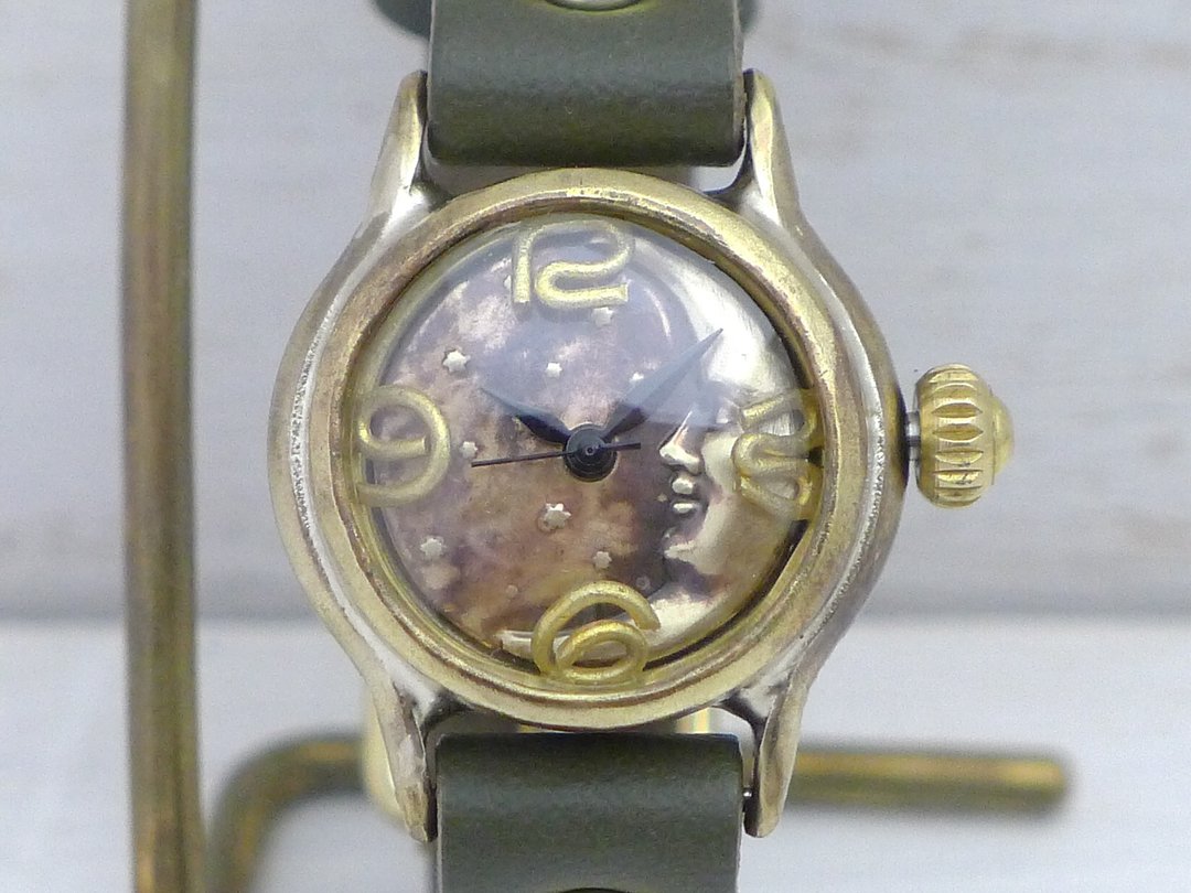 CrescentMoon-LB 22mm Brass (Brass) Crescent Dial Handmade Clock 305B-CM - 女表 - 铜/黄铜 金色