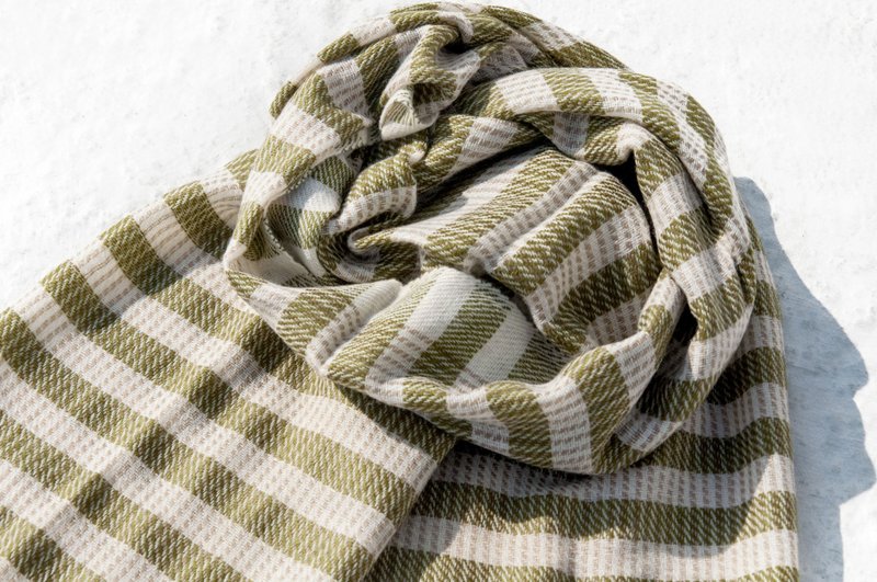 喀什米尔Cashmere/针织围巾/纯羊毛围巾/羊毛披巾-日本抹茶拿铁 - 围巾/披肩 - 羊毛 多色