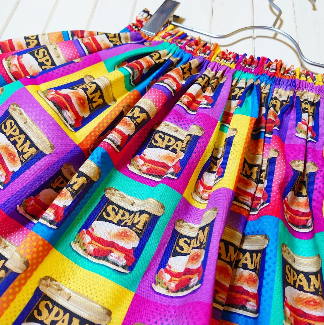【Made to order】COLORFUL SPAM food Skirt / made in JAPAN / USA fabric / - 裙子 - 棉．麻 多色
