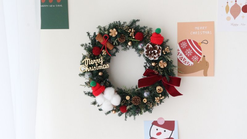 【圣诞花礼】圣诞花园 永生花圈 圣诞礼物 交换礼物 永生盆花 - 干燥花/捧花 - 植物．花 红色