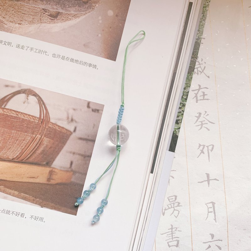 万物晴朗与青。天然白水晶+六字真言经珠编织 背包挂绳手机链平安 - 挂绳/吊绳 - 水晶 多色