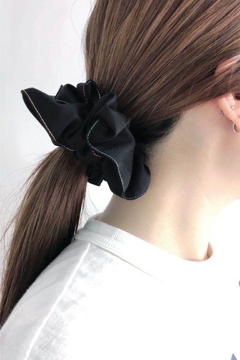 彩虹渐变车线泡泡发圈 - 发饰 - 棉．麻 蓝色