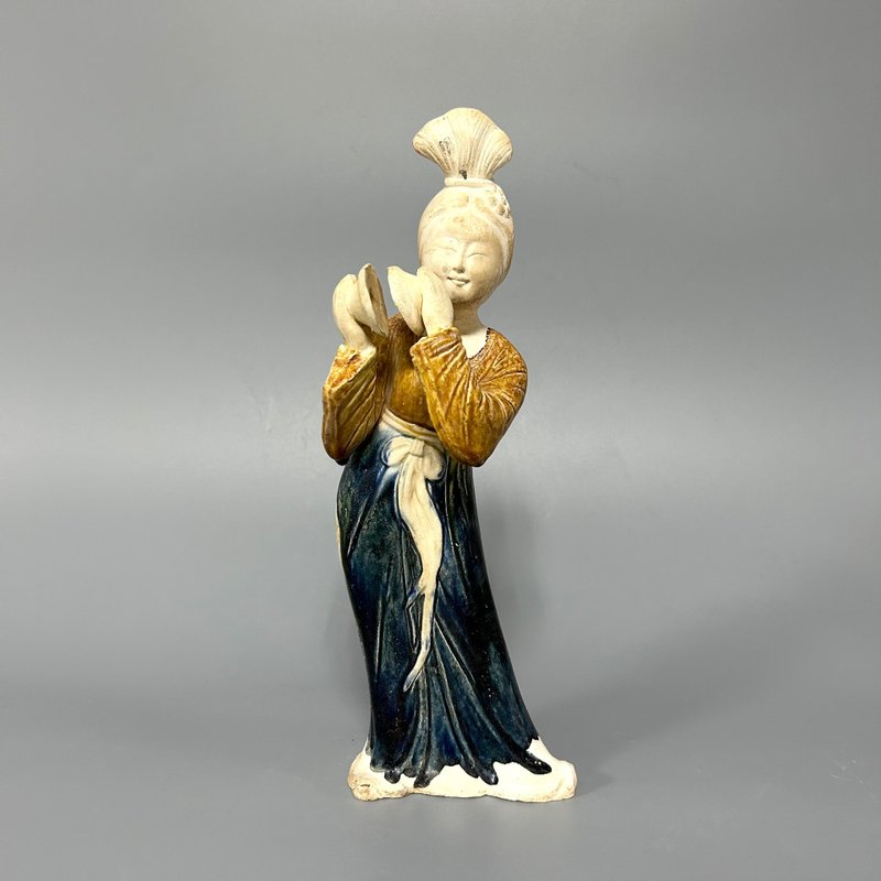 唐三彩仕女乐俑 - 摆饰 - 陶 卡其色