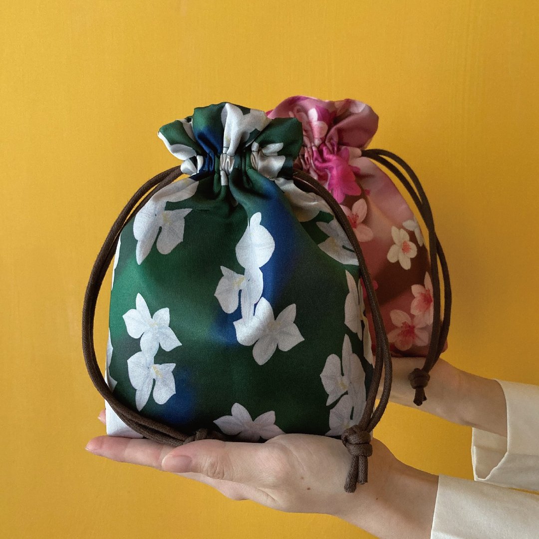 【订制】大锦囊_亮面缎布款/印花/花布/束口袋/手作 - 束口袋双肩包 - 聚酯纤维 绿色