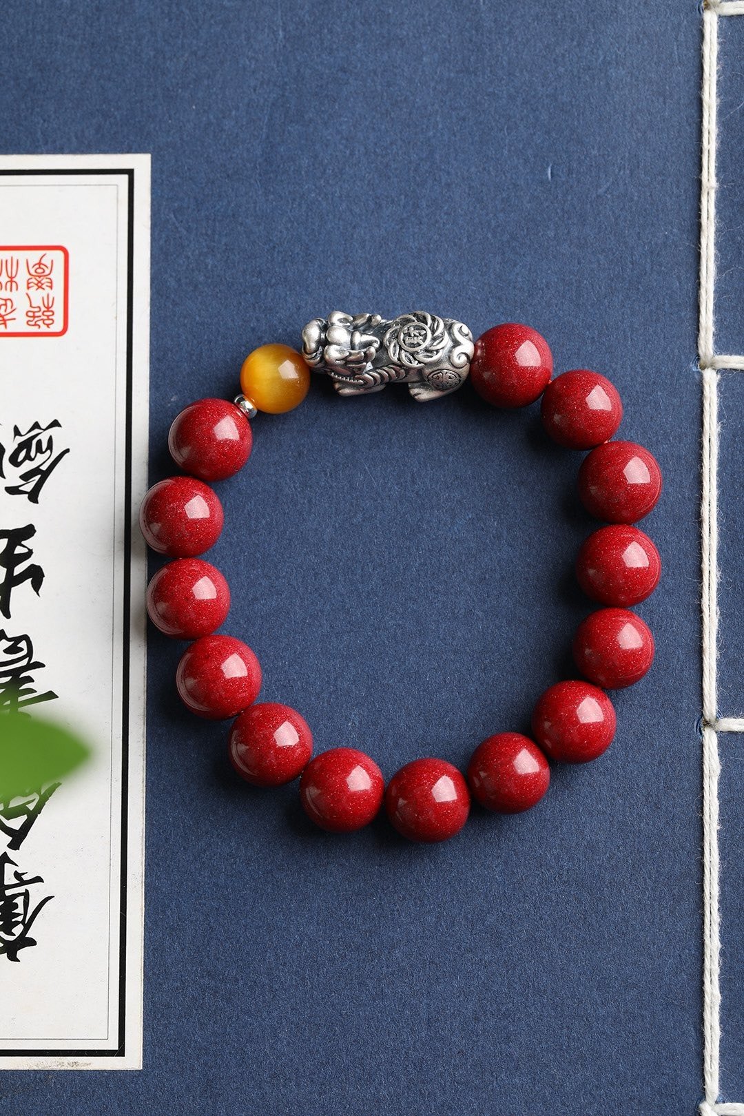 天然原矿朱砂精品紫金砂貔貅手链 珠经12MM左右 含量高达95%以上 - 手链/手环 - 宝石 