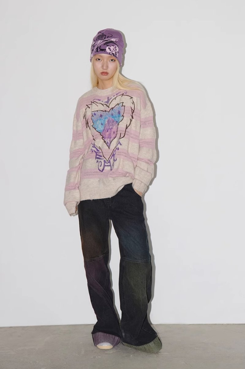 Nature Heart Sweater 自然之心棉纱毛衣 - 女装针织衫/毛衣 - 其他材质 紫色