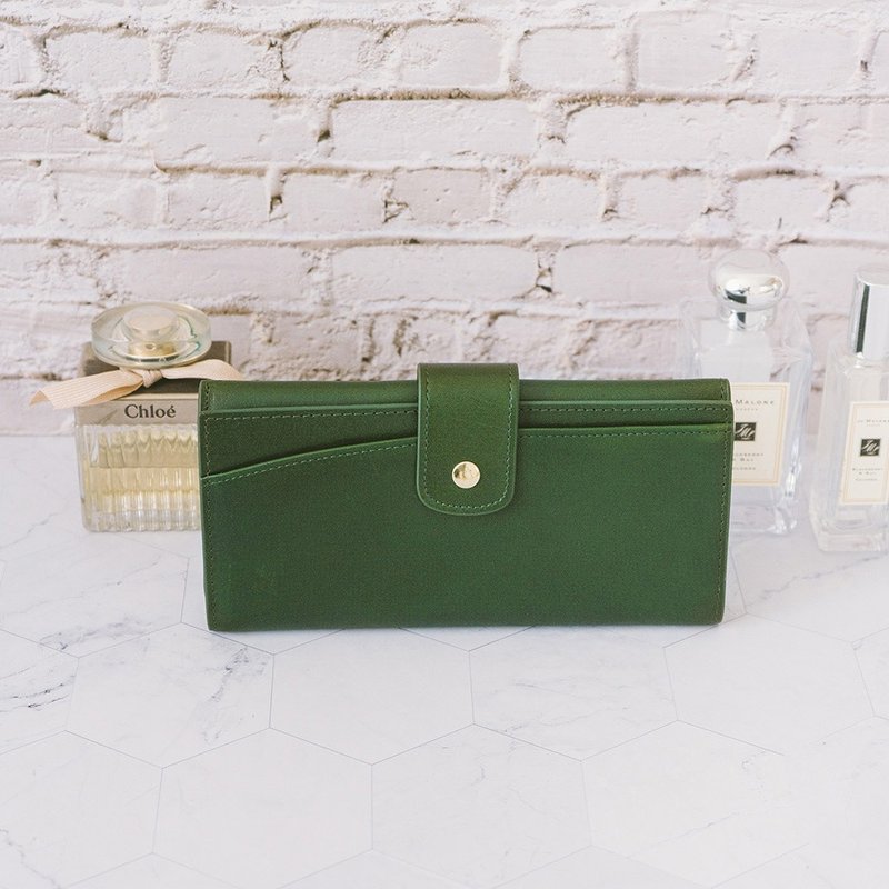 【礼盒】真皮掀扣式长夹 X0149 绿Y - 皮夹/钱包 - 真皮 绿色